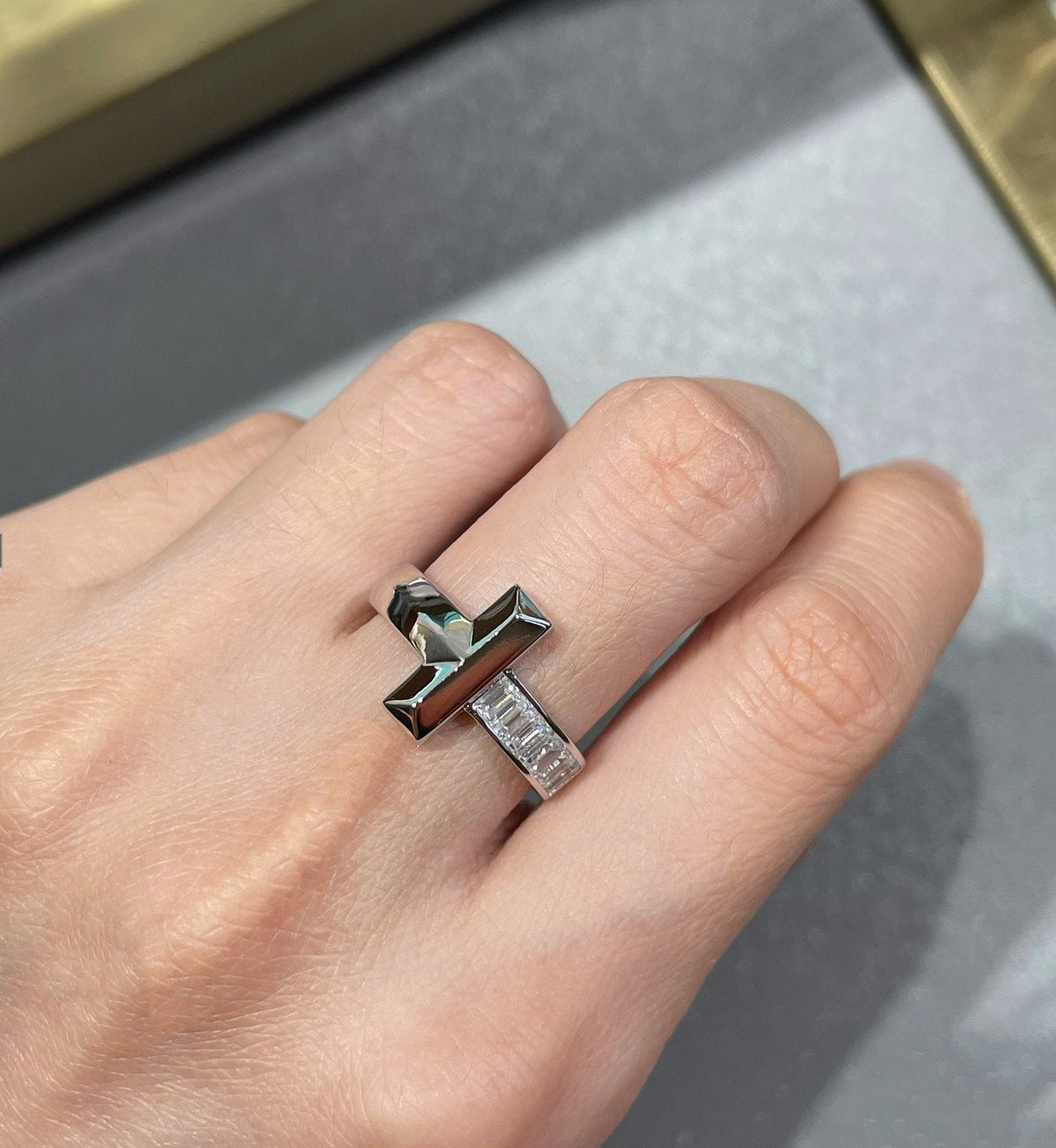 [Dawnora Jewelry]T1 WIDE 4.5MM DIAMOND RING