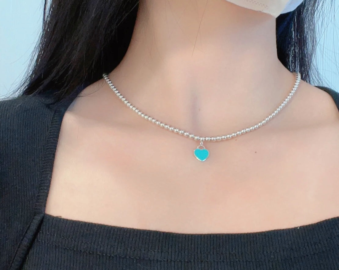 [Dawnora Jewelry]RETURN TO TIF SILVER BEAD NECKLACE