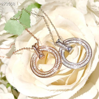 [Dawnora Jewelry]T1 CIRCLE DIAMOND PAVED MEDIUM NECKLACE