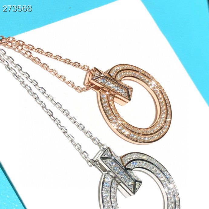 [Dawnora Jewelry]T1 CIRCLE DIAMOND PAVED MEDIUM NECKLACE