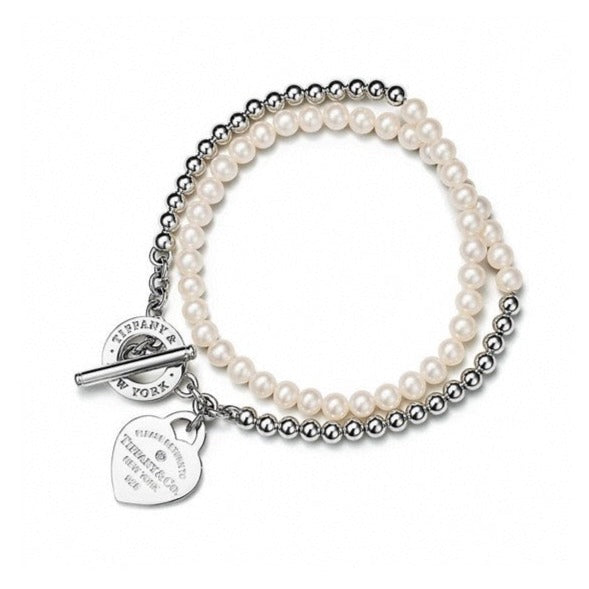 [Dawnora Jewelry]RETURN TO TIF HEART TAF BEAD PEARL BRACELET