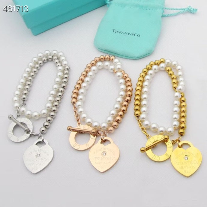 [Dawnora Jewelry]RETURN TO TIF HEART TAF BEAD PEARL BRACELET