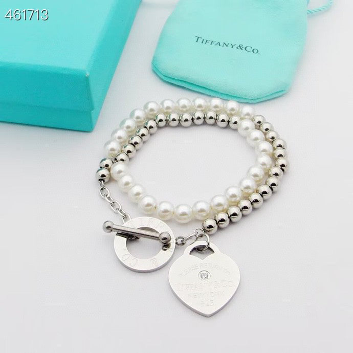 [Dawnora Jewelry]RETURN TO TIF HEART TAF BEAD PEARL BRACELET