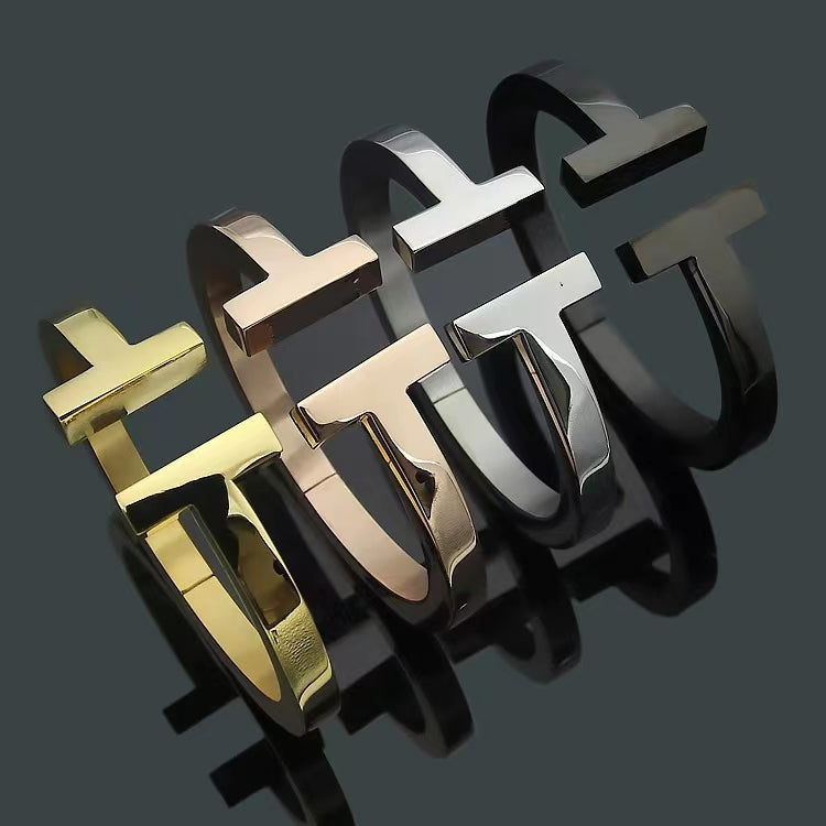 [Dawnora Jewelry]T SQUARE OPEN BRACELET