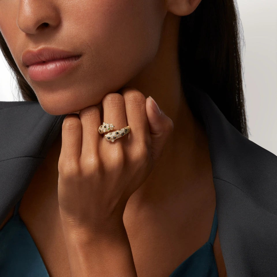 [Dawnora Jewelry]PANTHERE DOUBLE HEADED FULL DIAMOND  RING