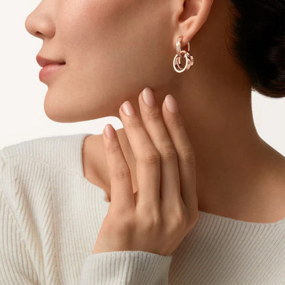 [Dawnora Jewelry]LOVE 3.3MM DANGLE HALF DIAMOND EARRINGS