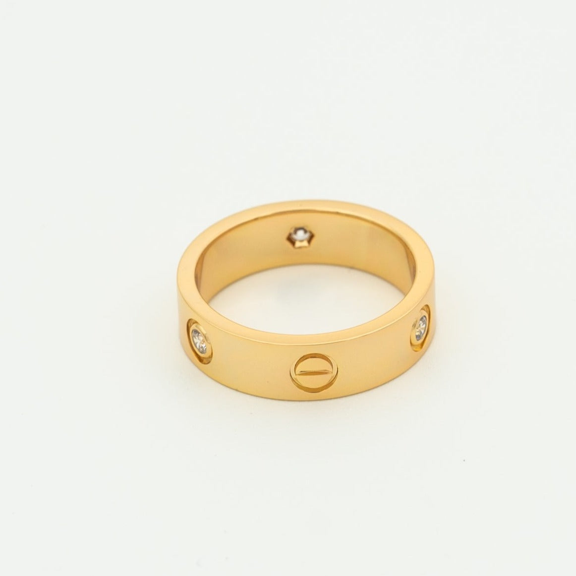 [Dawnora Jewelry]LOVE RING 5.5MM 3 DIAMONDS PINK GOLD