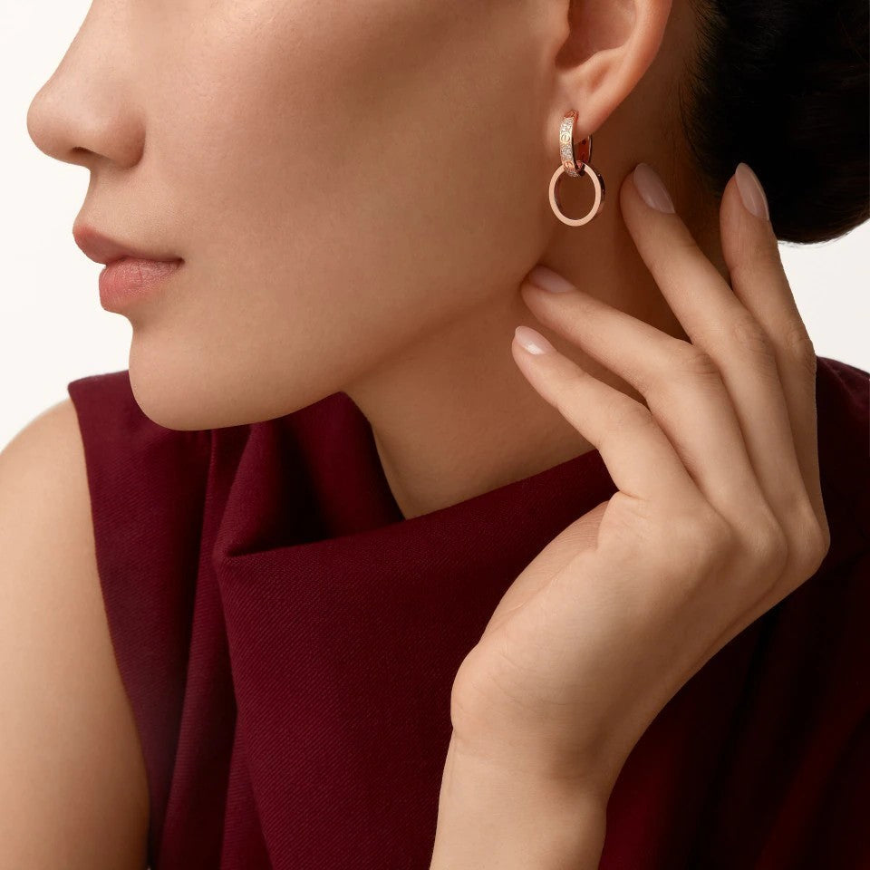 [Dawnora Jewelry]LOVE 3.3MM DANGLE HALF DIAMOND EARRINGS
