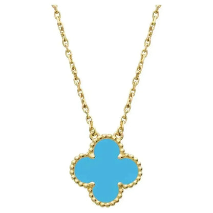 [Dawnora Jewelry]CLOVER 15MM VINTAGE TURQUOISE NECKLACE