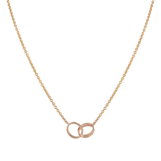 [Dawnora Jewelry]LOVE NECKLACE DOUBLE RING PINK GOLD