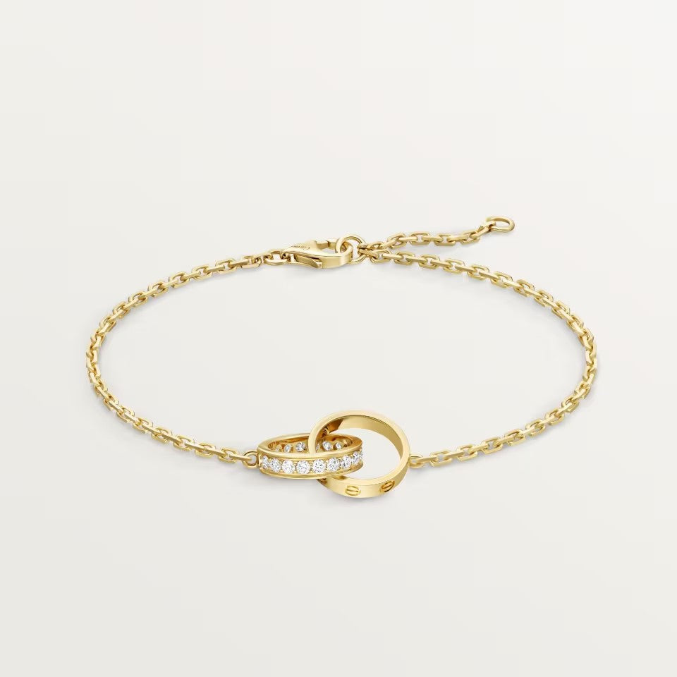[Dawnora Jewelry]LOVE DOUBLE RING HALF DIAMOND BRACELET