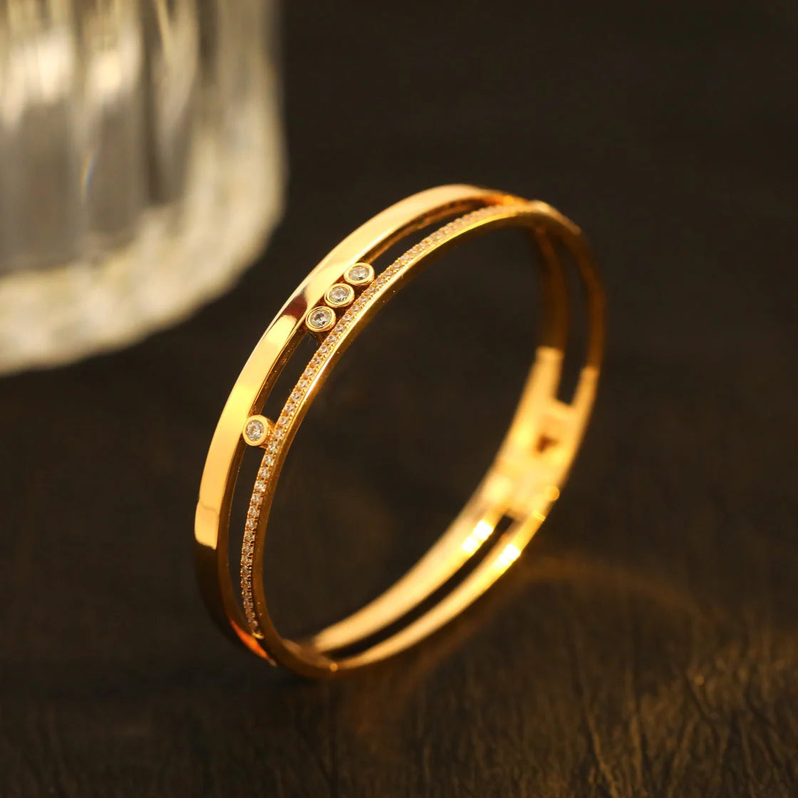 [Dawnora Jewelry]Move Romane Diamond Bangle Bracelet