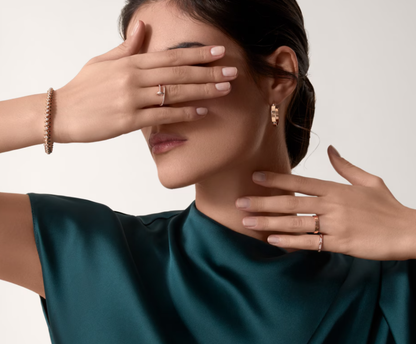 [Dawnora Jewelry]LOVE RING 2.6mm-wide full-diamond ring Rose Gold