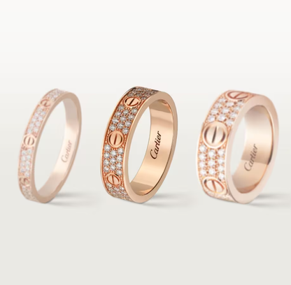 [Dawnora Jewelry]LOVE RING 4mm-wide full-diamond ring Rose Gold