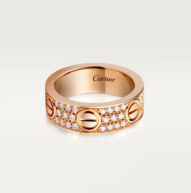 [Dawnora Jewelry]LOVE RING 6.5mm-wide full-diamond ring Rose Gold