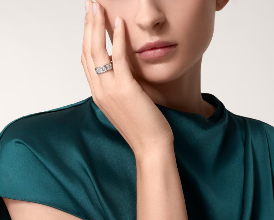 [Dawnora Jewelry]LOVE RING 6.5MM Full Diamond, 6 Major Diamonds Silver