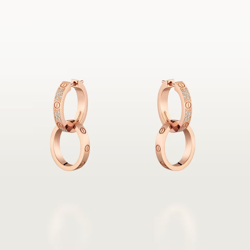 [Dawnora Jewelry]LOVE 3.3MM DANGLE HALF DIAMOND EARRINGS