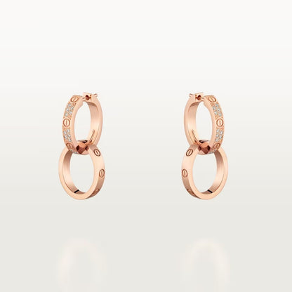 [Dawnora Jewelry]LOVE 3.3MM DANGLE HALF DIAMOND EARRINGS