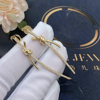 [Dawnora Jewelry]KNOT DROP EARRINGS IN YELLOW GOLD WITH DIAMONDS