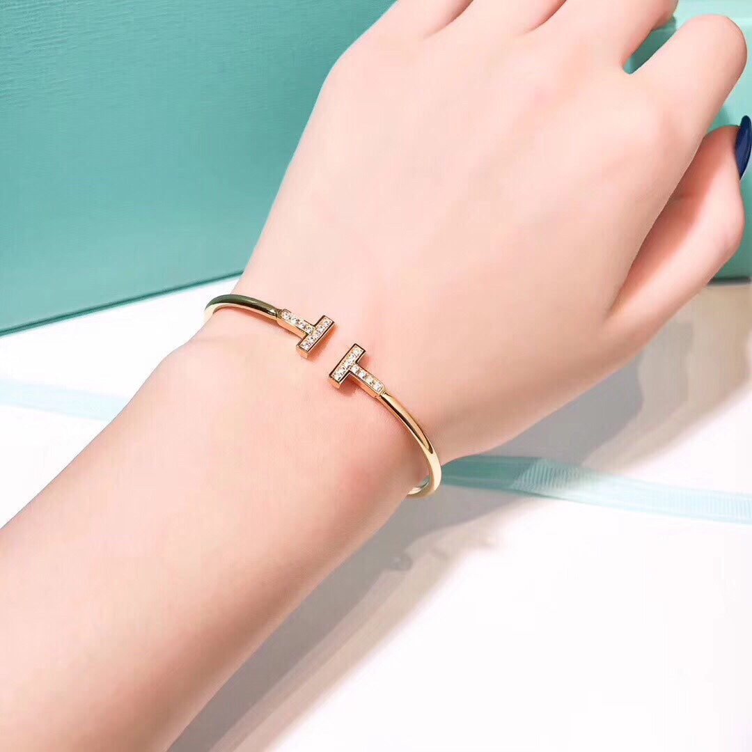 [Dawnora Jewelry]T BRACELET 1.8MM GOLD DIAMOND