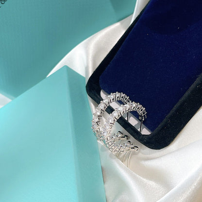 [Dawnora Jewelry]SILVER DIAMOND HOOP EARRINGS