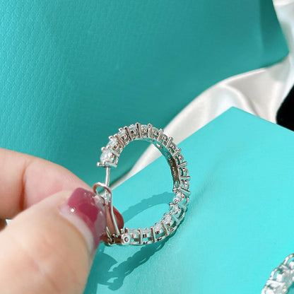 [Dawnora Jewelry]SILVER DIAMOND HOOP EARRINGS