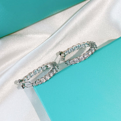 [Dawnora Jewelry]SILVER DIAMOND HOOP EARRINGS