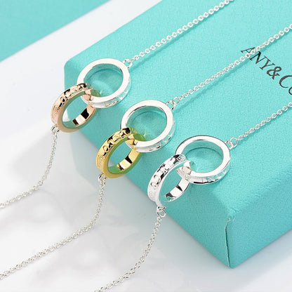 [Dawnora Jewelry]NECKLACE FEMALE DOUBLE RING DOUBLE CIRCLE COUPLE PENDANT