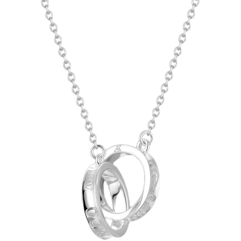 [Dawnora Jewelry]NECKLACE FEMALE DOUBLE RING DOUBLE CIRCLE COUPLE PENDANT