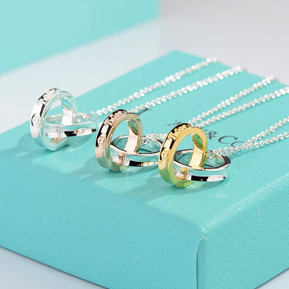 [Dawnora Jewelry]NECKLACE FEMALE DOUBLE RING DOUBLE CIRCLE COUPLE PENDANT