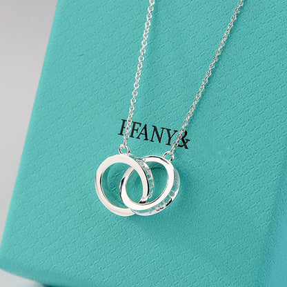 [Dawnora Jewelry]NECKLACE FEMALE DOUBLE RING DOUBLE CIRCLE COUPLE PENDANT