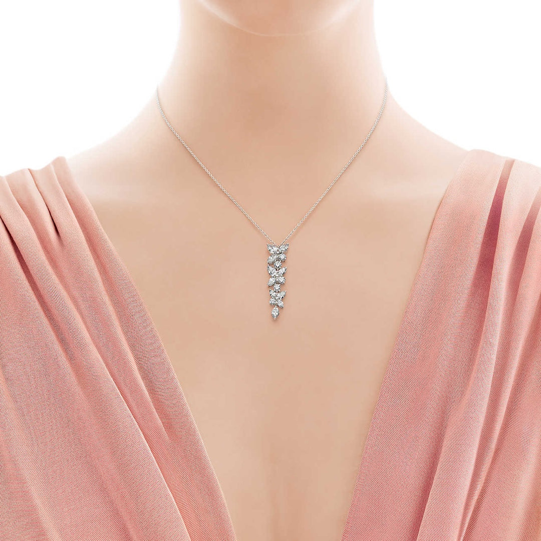 [Dawnora Jewelry]MIXED CLUSTER DIAMOND DROP PENDANT