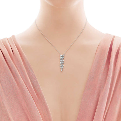 [Dawnora Jewelry]MIXED CLUSTER DIAMOND DROP PENDANT
