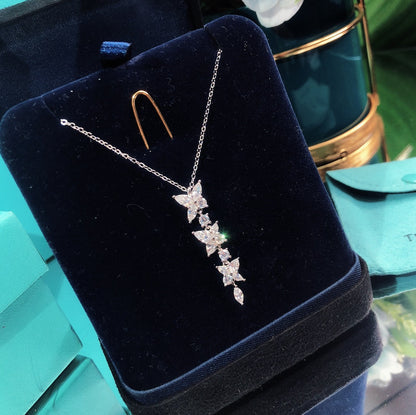 [Dawnora Jewelry]MIXED CLUSTER DIAMOND DROP PENDANT