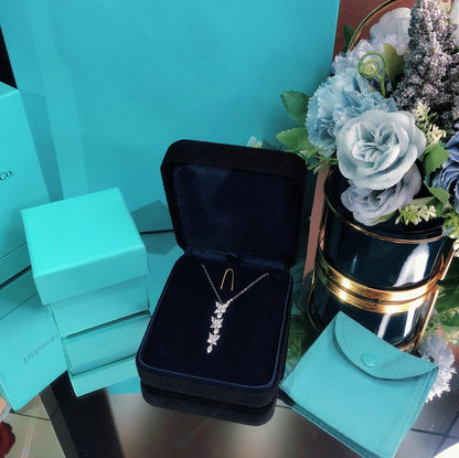 [Dawnora Jewelry]MIXED CLUSTER DIAMOND DROP PENDANT