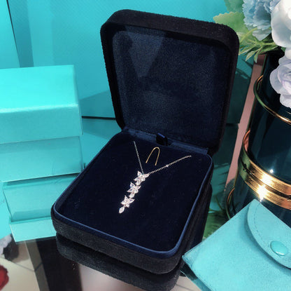 [Dawnora Jewelry]MIXED CLUSTER DIAMOND DROP PENDANT