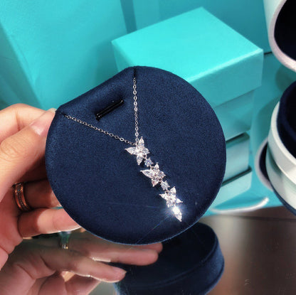 [Dawnora Jewelry]MIXED CLUSTER DIAMOND DROP PENDANT