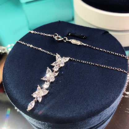 [Dawnora Jewelry]MIXED CLUSTER DIAMOND DROP PENDANT