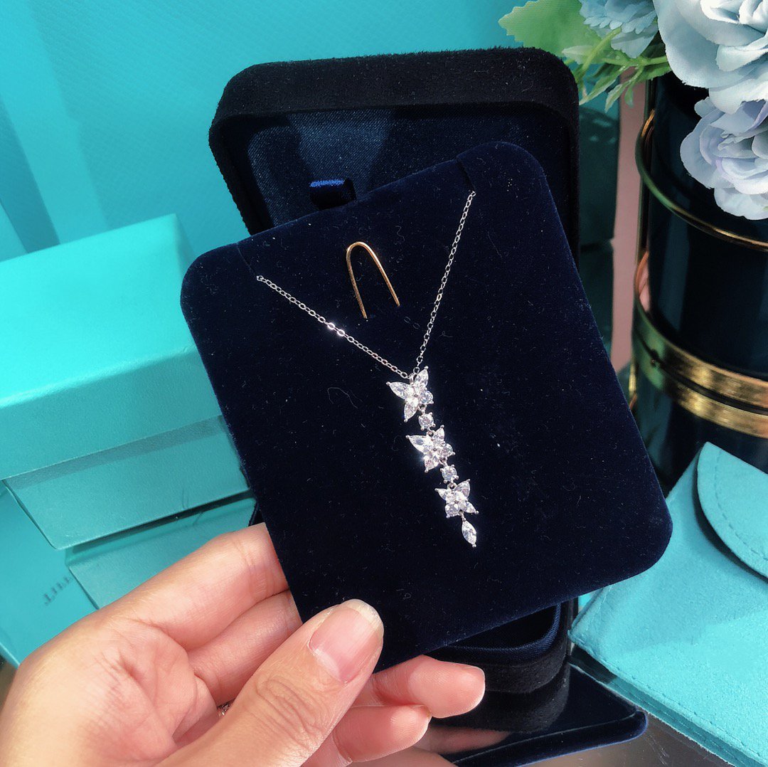 [Dawnora Jewelry]MIXED CLUSTER DIAMOND DROP PENDANT