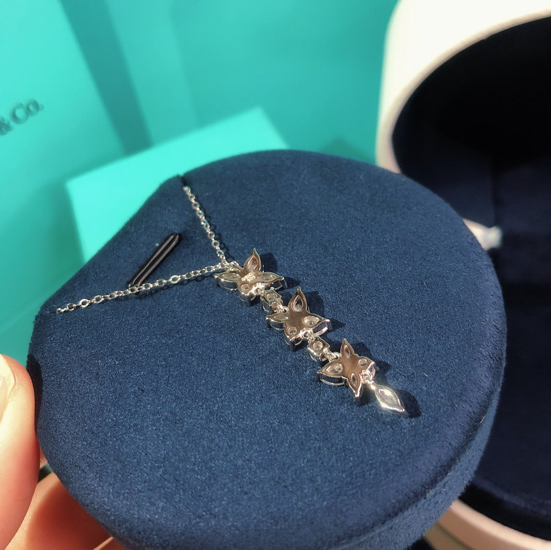 [Dawnora Jewelry]MIXED CLUSTER DIAMOND DROP PENDANT