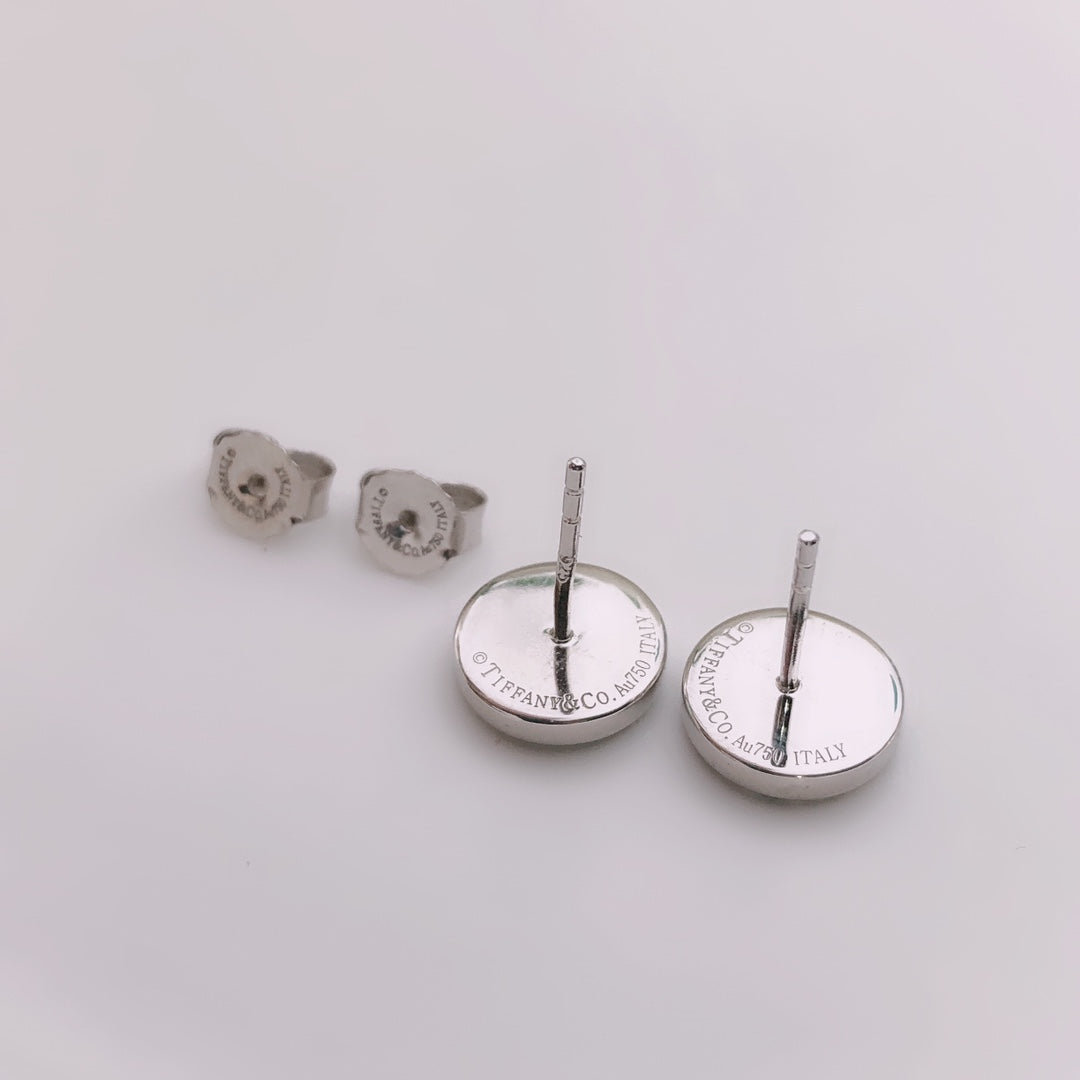 [Dawnora Jewelry]TURQUOISE CIRCLE WHITE GOLD EARRINGS