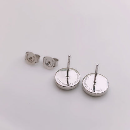 [Dawnora Jewelry]TURQUOISE CIRCLE WHITE GOLD EARRINGS