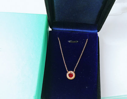 [Dawnora Jewelry]DIAMOND AND MOTHER PEARL CIRCLE NECKLACE PENDANT