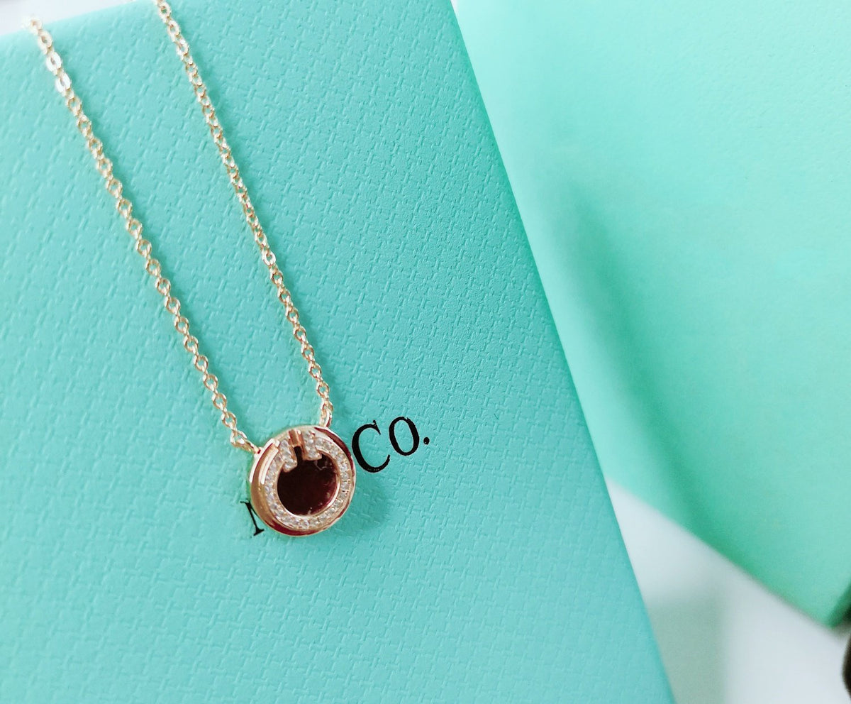 [Dawnora Jewelry]DIAMOND AND MOTHER PEARL CIRCLE NECKLACE PENDANT