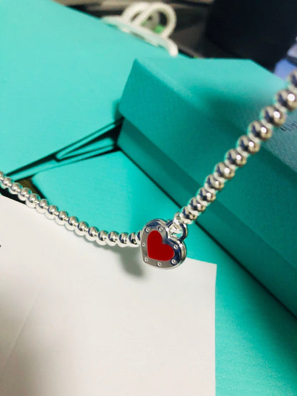 [Dawnora Jewelry]LOVE TIFFANY RED HEART TAG BEAD BRACELET
