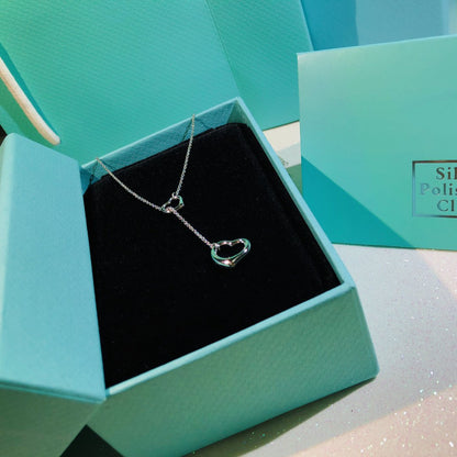 [Dawnora Jewelry]OPEN HEART LARIAT NECKLACE SILVER