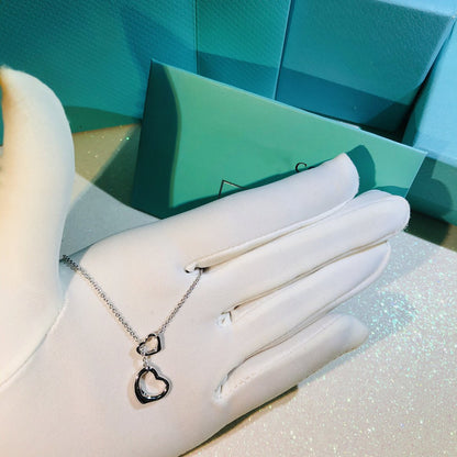 [Dawnora Jewelry]OPEN HEART LARIAT NECKLACE SILVER