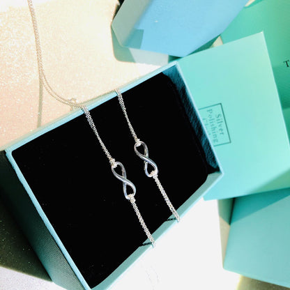 [Dawnora Jewelry]SILVER INFINITY DOUBLE CHAIN NECKLACE