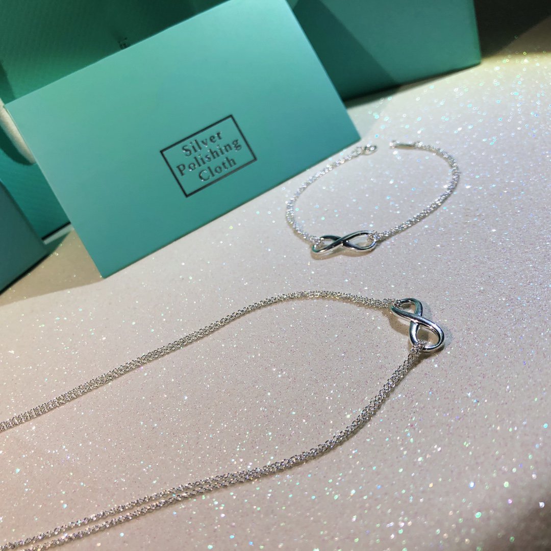 [Dawnora Jewelry]SILVER INFINITY DOUBLE CHAIN NECKLACE