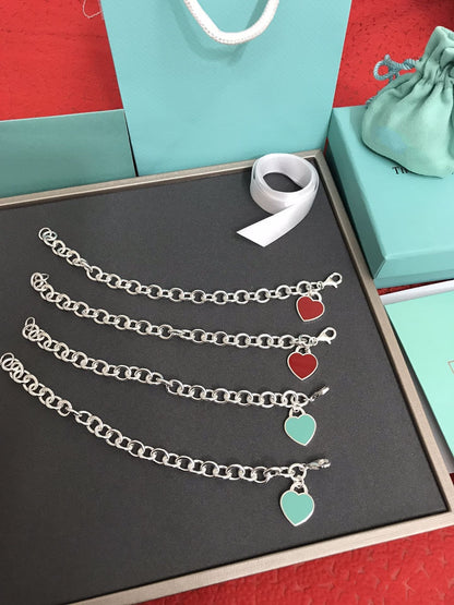 [Dawnora Jewelry]HEART TAG BRACELET SILVER MEDIUM